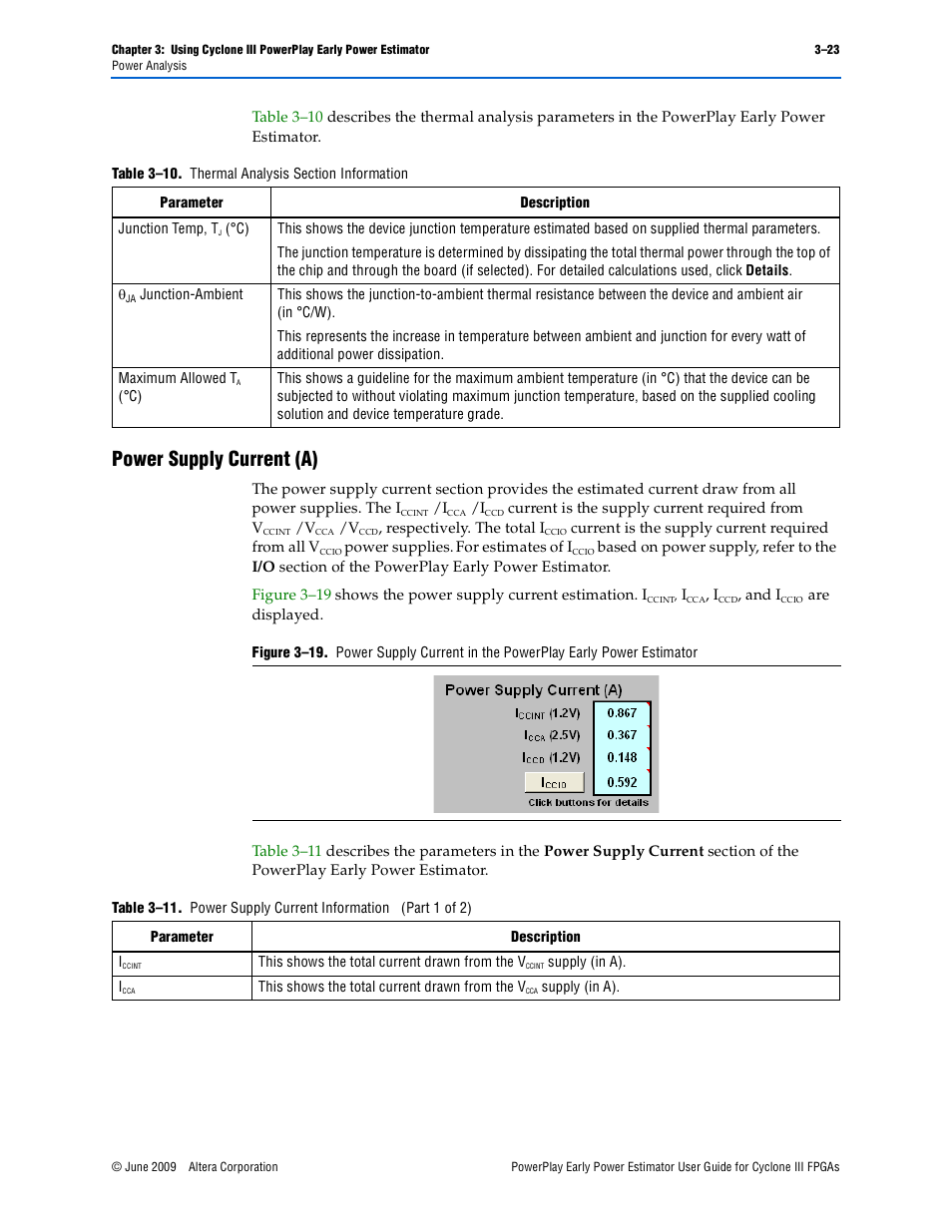 Power supply current (a), Power supply current (a) –23 | Altera PowerPlay Early Power Estimator User Manual | Page 35 / 42
