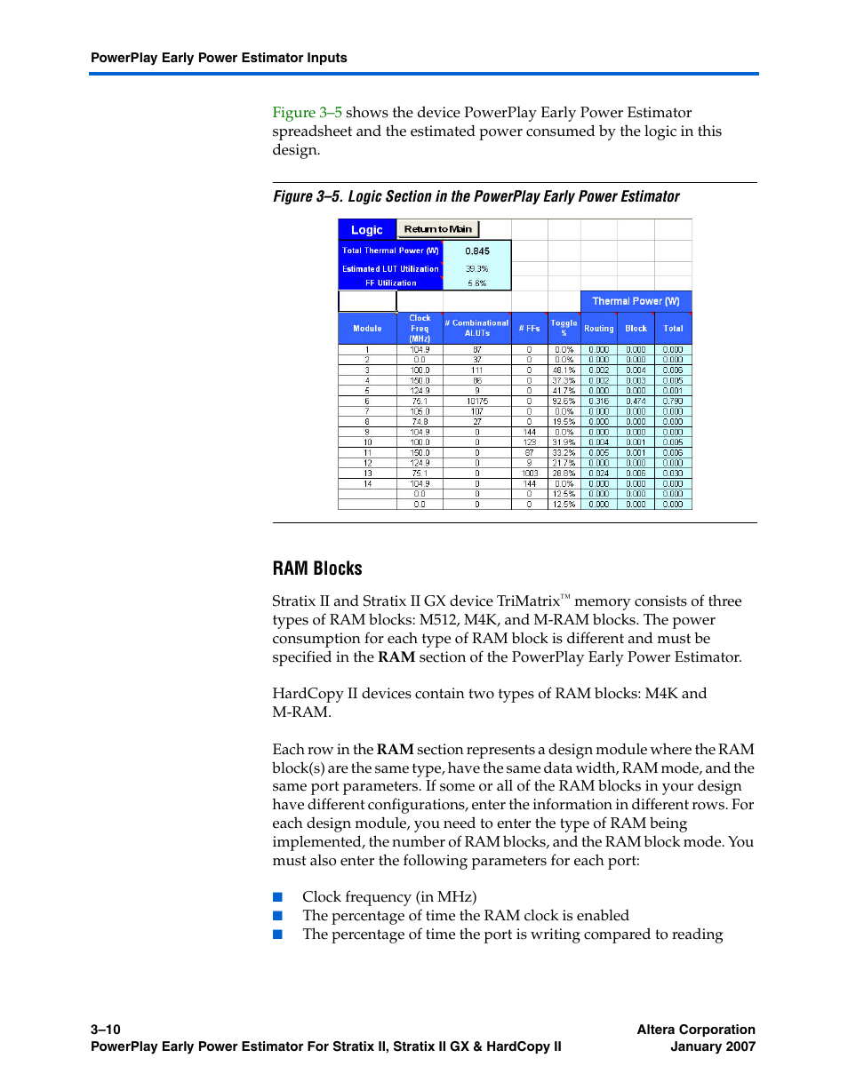 Ram blocks | Altera PowerPlay Early Power Estimator User Manual | Page 28 / 67