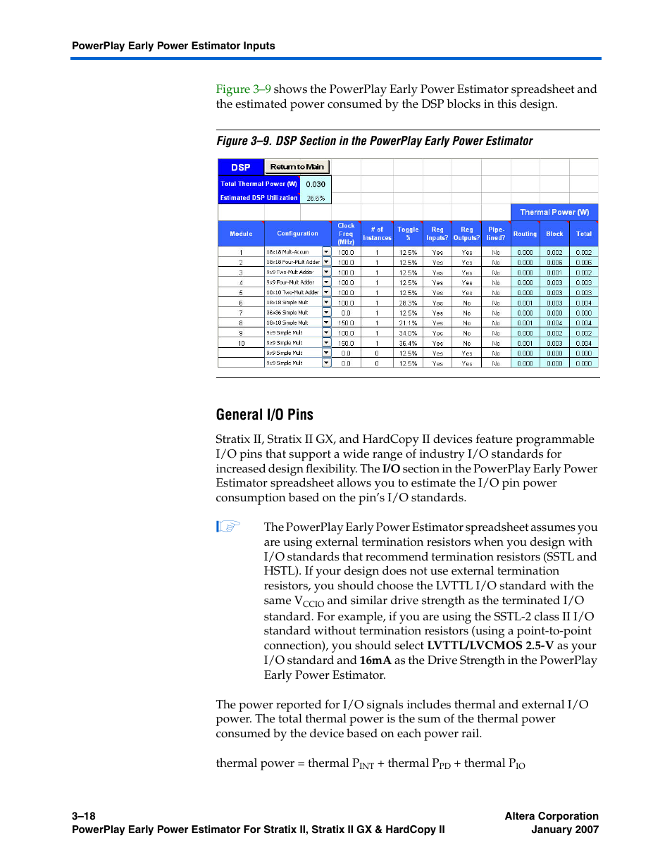 General i/o pins | Altera PowerPlay Early Power Estimator User Manual | Page 36 / 67