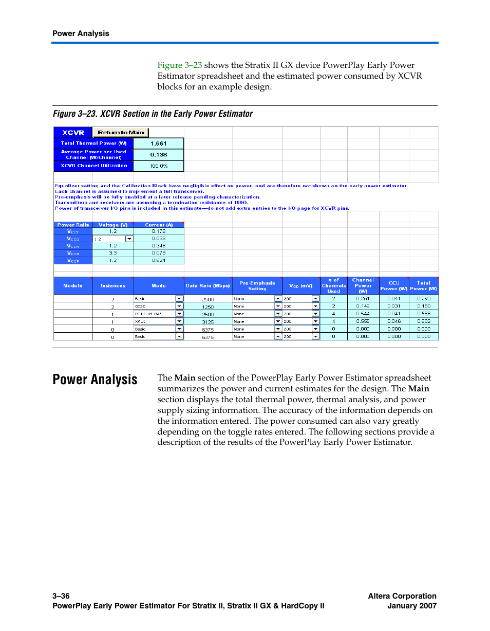 Power analysis, Power analysis –36 | Altera PowerPlay Early Power Estimator User Manual | Page 54 / 67