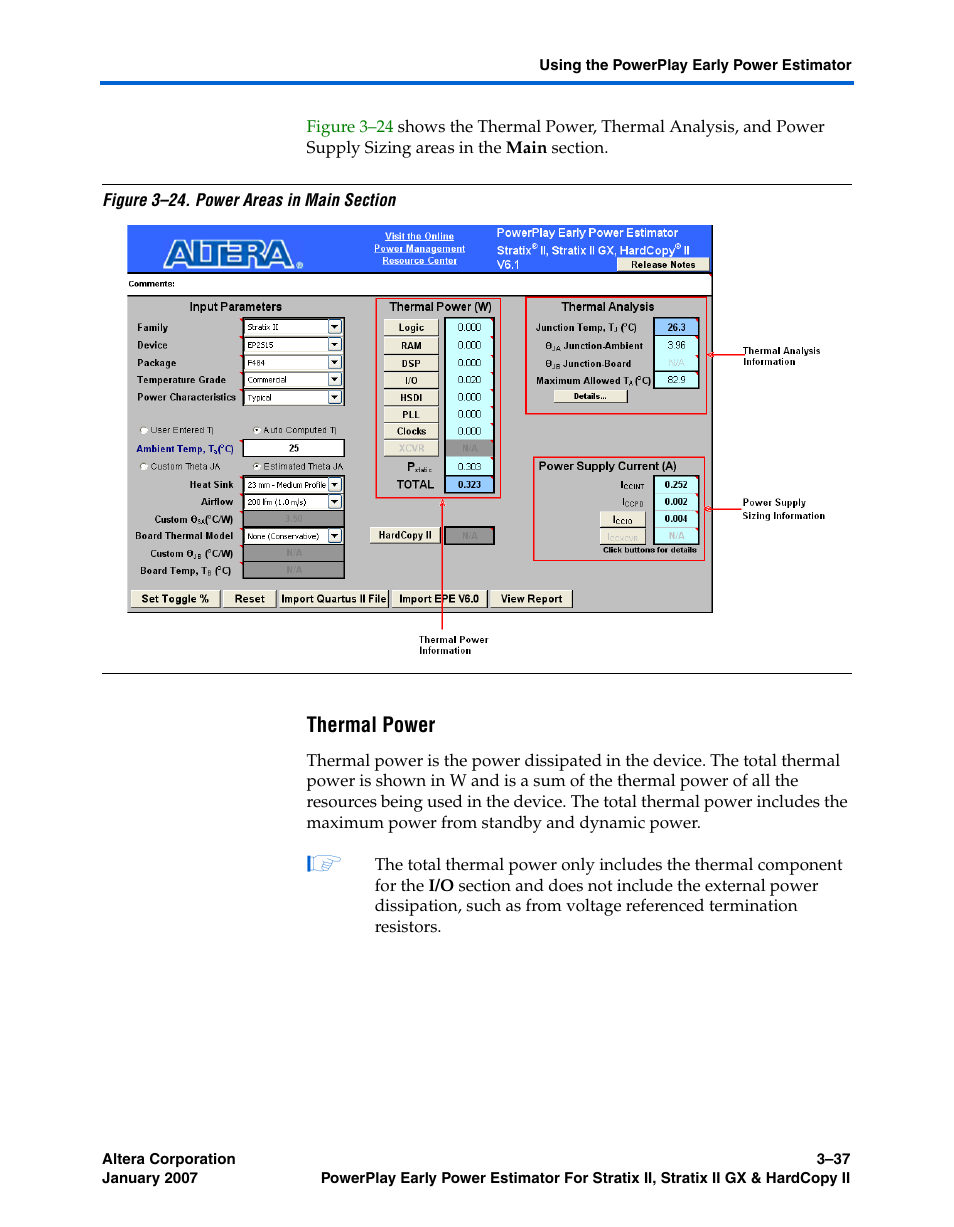 Thermal power, Figure 3–24, Update | Altera PowerPlay Early Power Estimator User Manual | Page 55 / 67