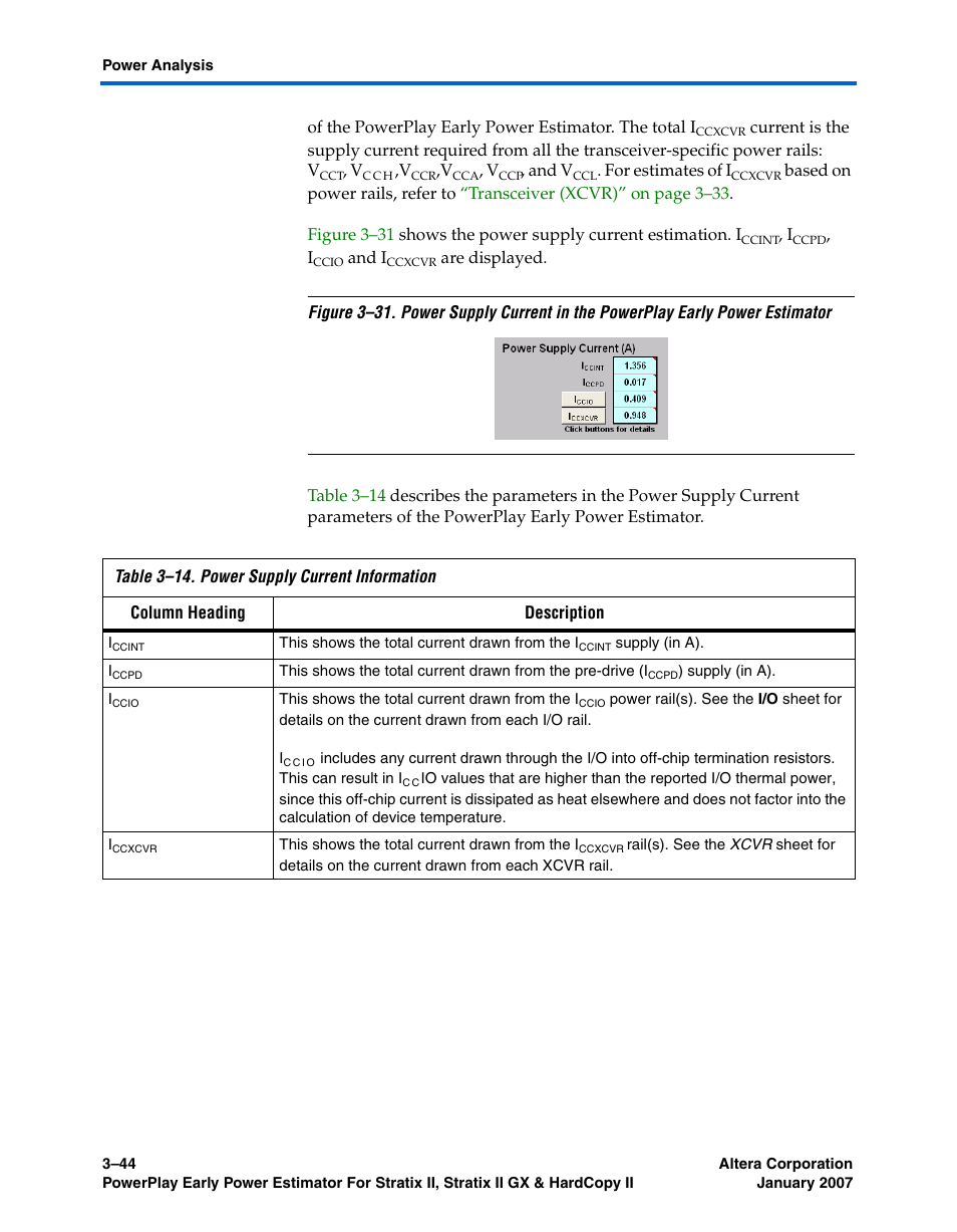 Table 3–14 | Altera PowerPlay Early Power Estimator User Manual | Page 62 / 67