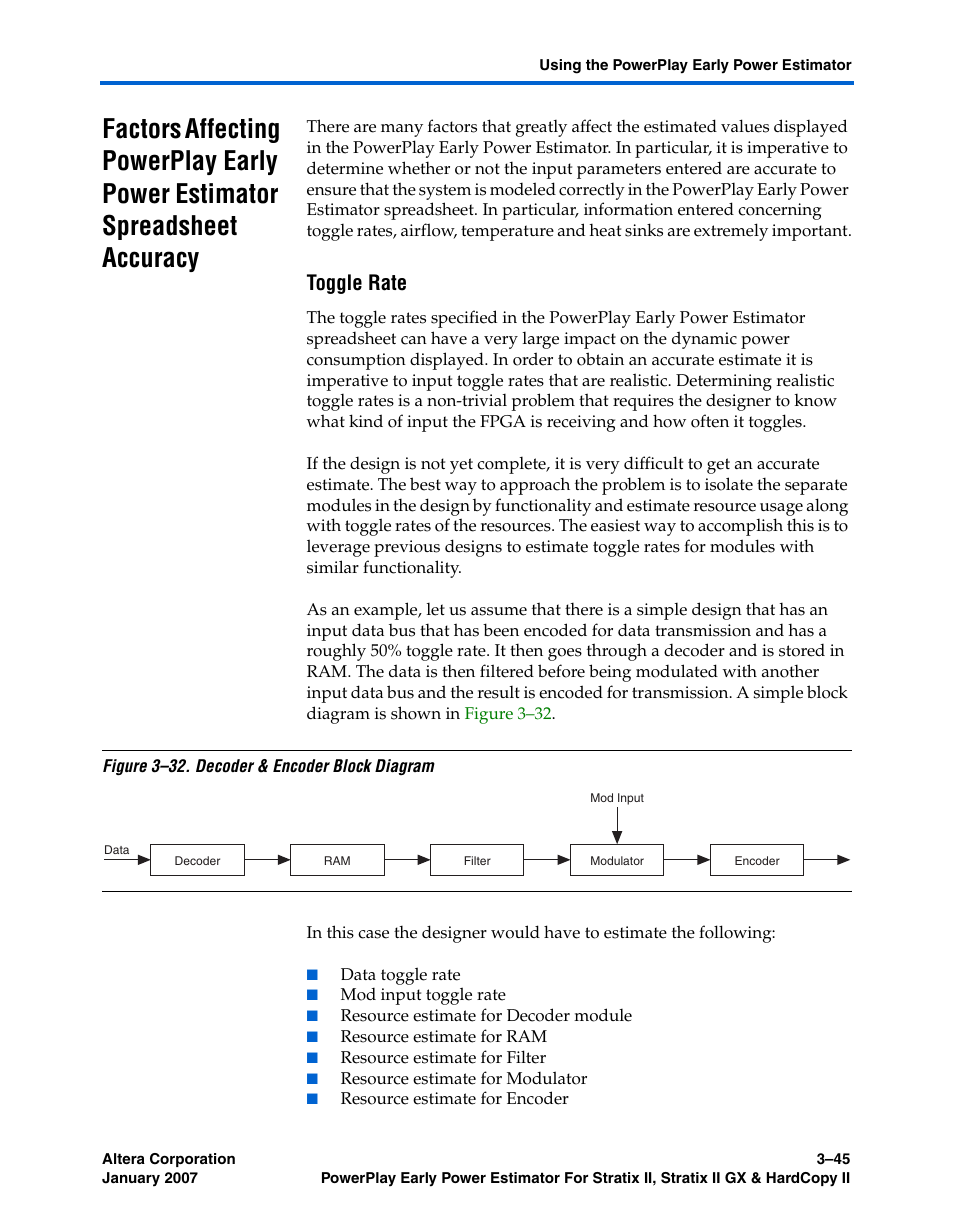 Toggle rate | Altera PowerPlay Early Power Estimator User Manual | Page 63 / 67