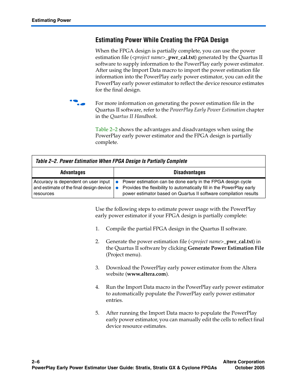 Estimating power while creating the fpga design | Altera PowerPlay Early Power Estimator User Manual | Page 14 / 40