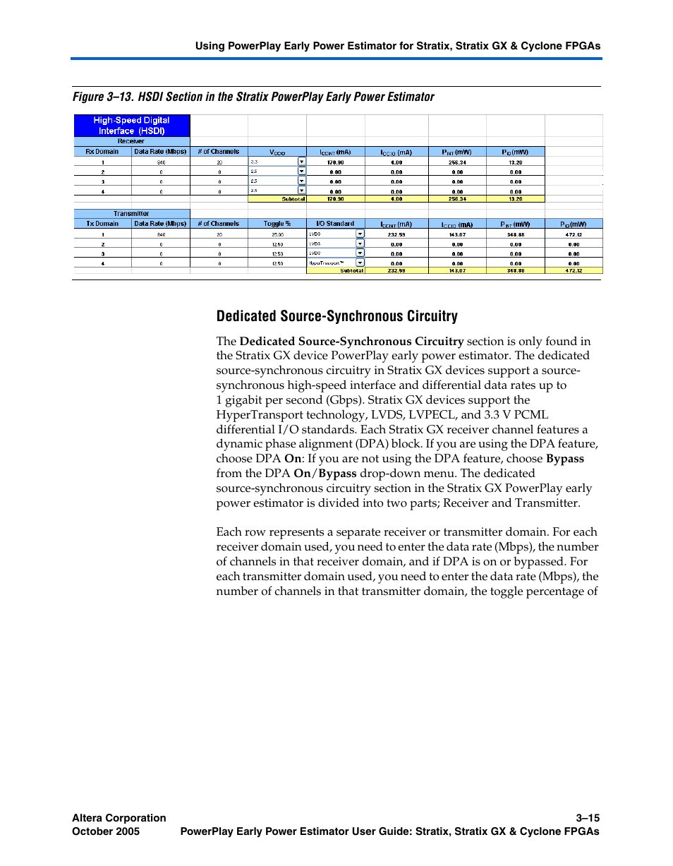 Dedicated source-synchronous circuitry, Figure 3–13 | Altera PowerPlay Early Power Estimator User Manual | Page 31 / 40