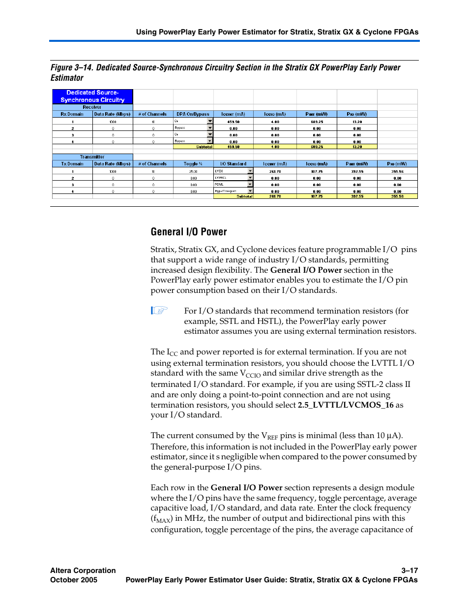 General i/o power, Figure 3–14, Shows | Altera PowerPlay Early Power Estimator User Manual | Page 33 / 40