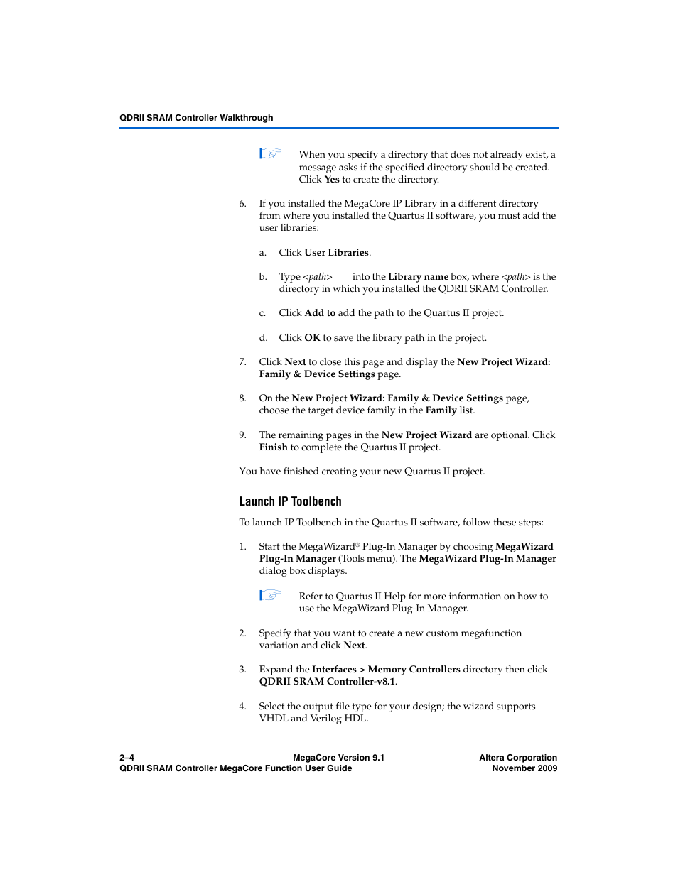 Launch ip toolbench | Altera QDRII SRAM Controller MegaCore Function User Manual | Page 14 / 68