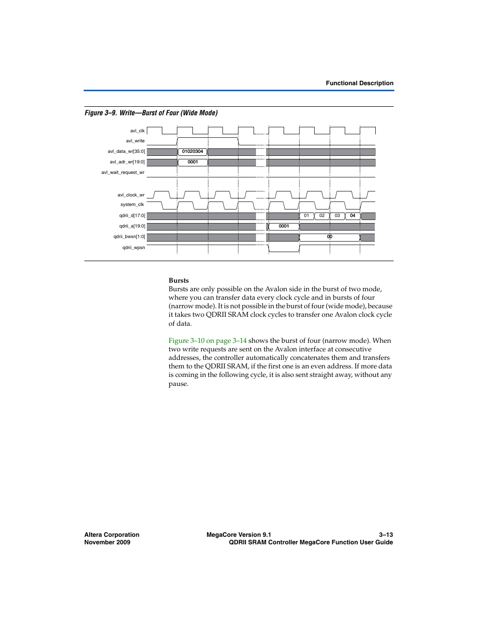 Bursts, Efer to | Altera QDRII SRAM Controller MegaCore Function User Manual | Page 45 / 68