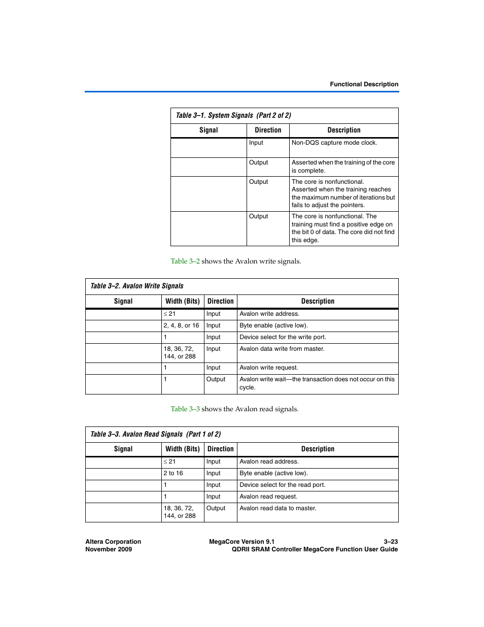 Altera QDRII SRAM Controller MegaCore Function User Manual | Page 55 / 68