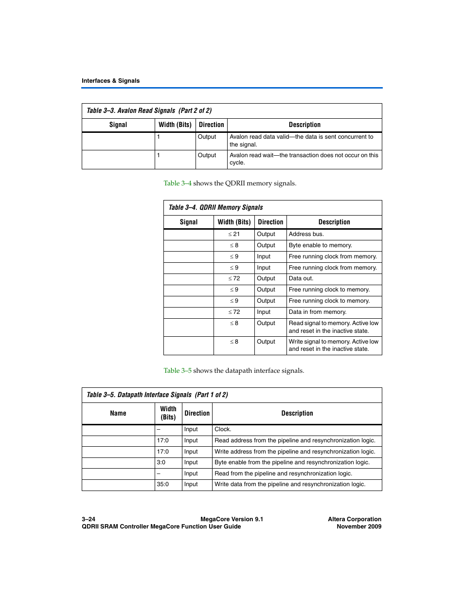 Altera QDRII SRAM Controller MegaCore Function User Manual | Page 56 / 68