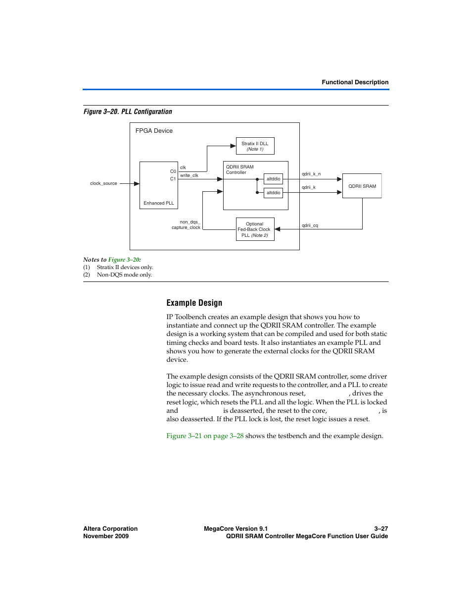 Example design, Example design” on | Altera QDRII SRAM Controller MegaCore Function User Manual | Page 59 / 68