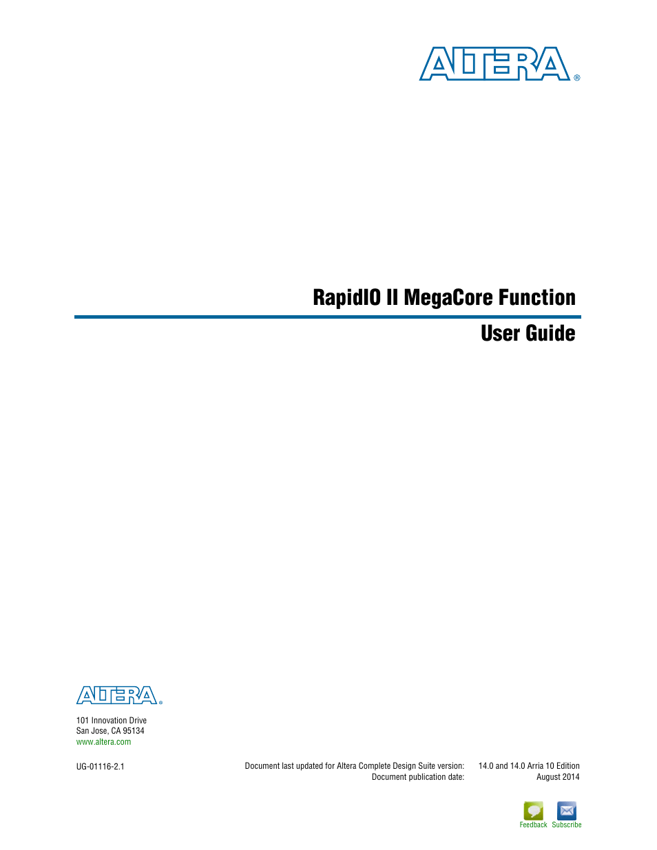 Altera RapidIO II MegaCore Function User Manual | 218 pages