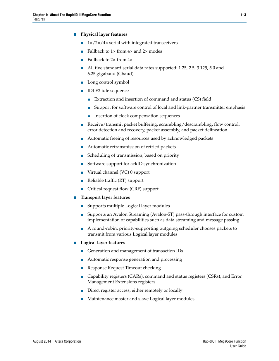 Altera RapidIO II MegaCore Function User Manual | Page 11 / 218