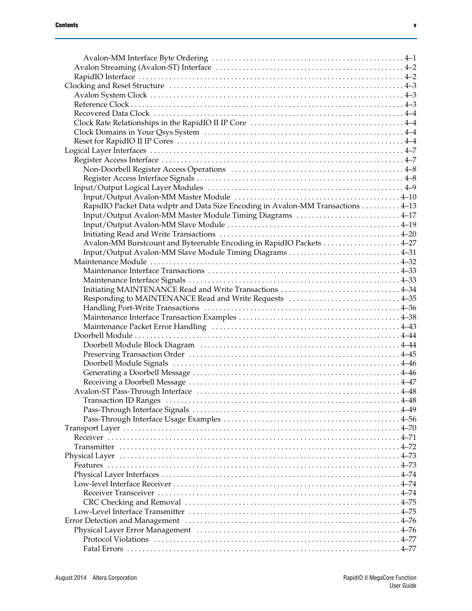 Altera RapidIO II MegaCore Function User Manual | Page 5 / 218
