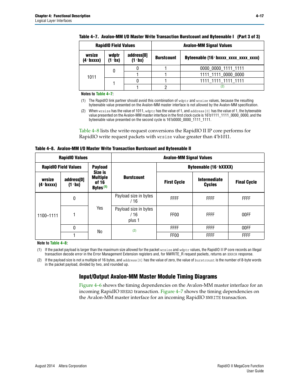 Altera RapidIO II MegaCore Function User Manual | Page 59 / 218