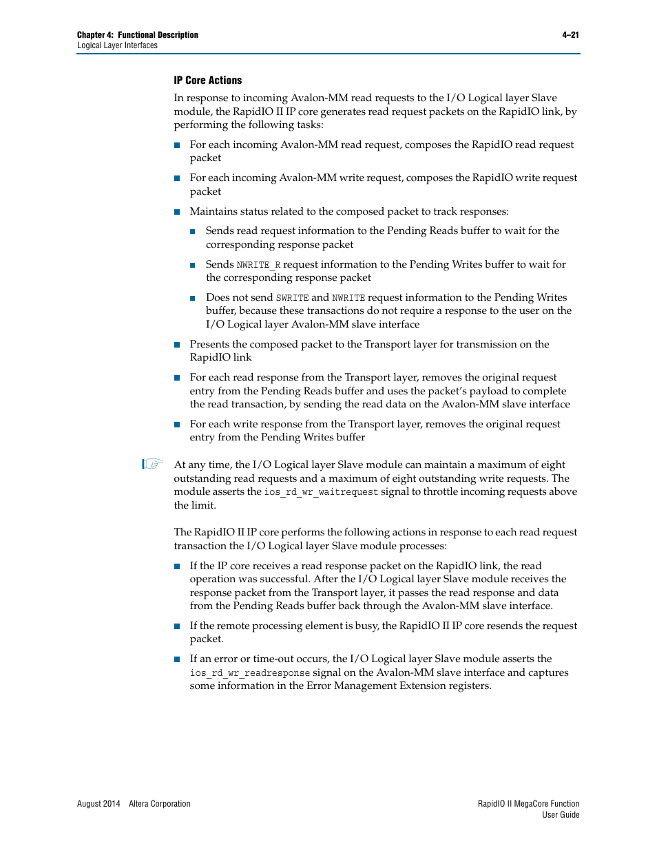 Altera RapidIO II MegaCore Function User Manual | Page 63 / 218