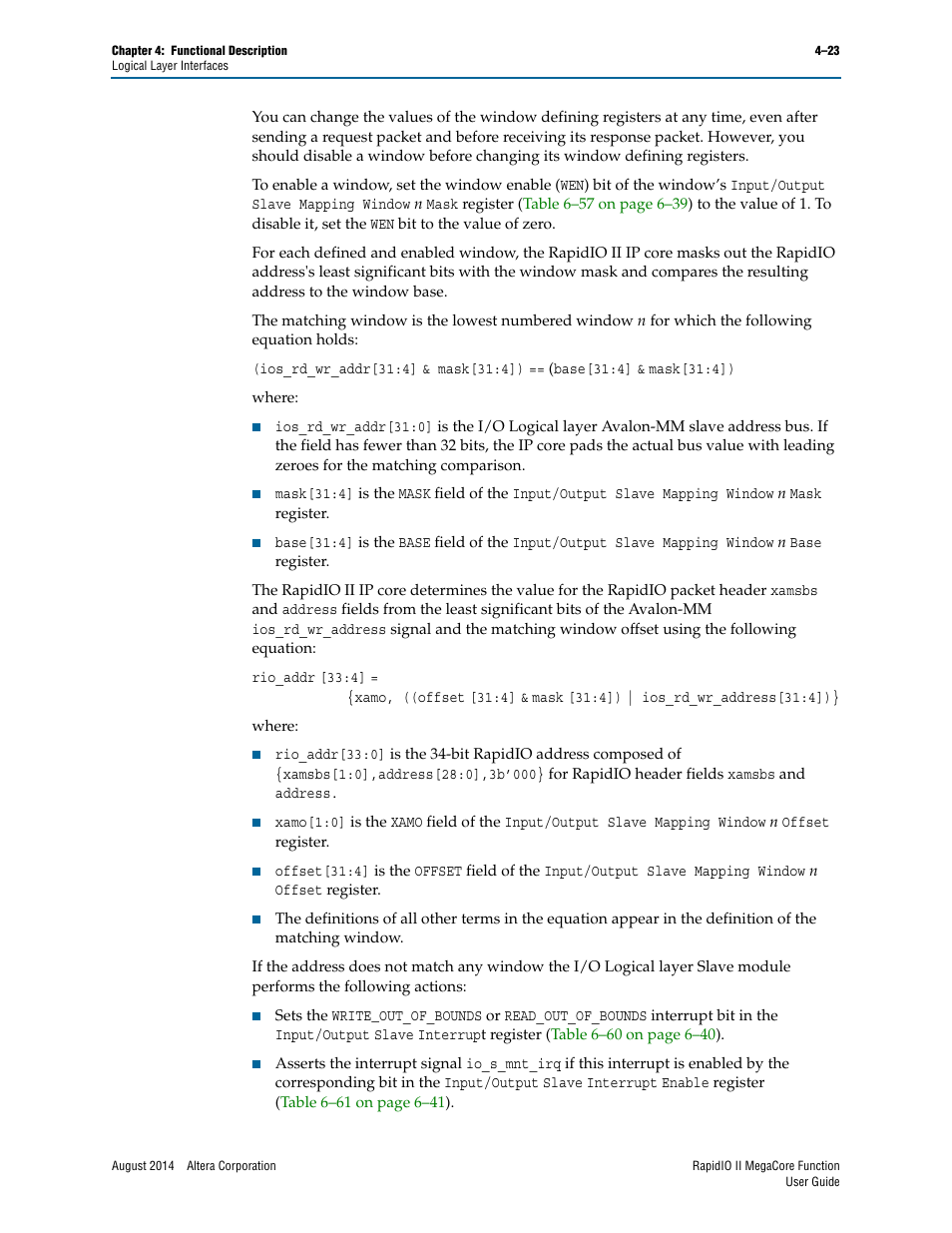 Altera RapidIO II MegaCore Function User Manual | Page 65 / 218