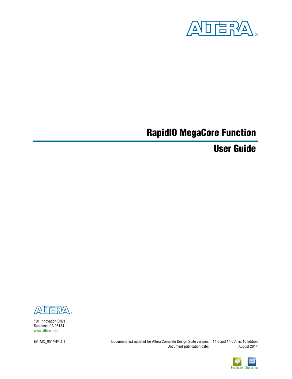 Altera RapidIO MegaCore Function User Manual | 198 pages