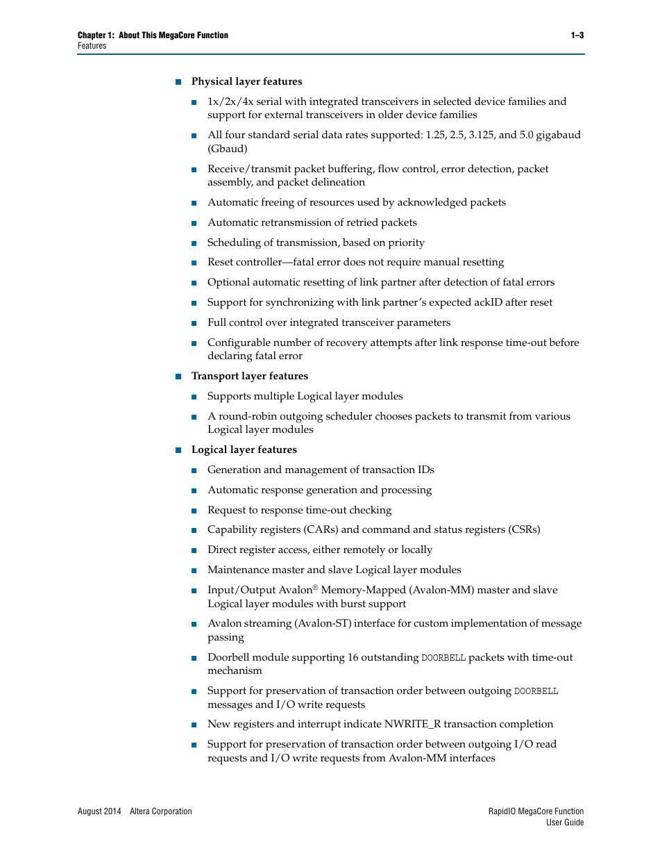 Altera RapidIO MegaCore Function User Manual | Page 11 / 198