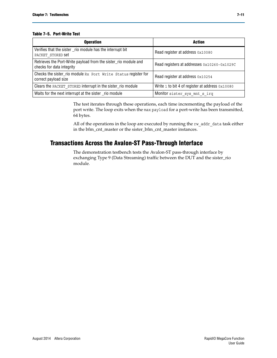 Altera RapidIO MegaCore Function User Manual | Page 173 / 198