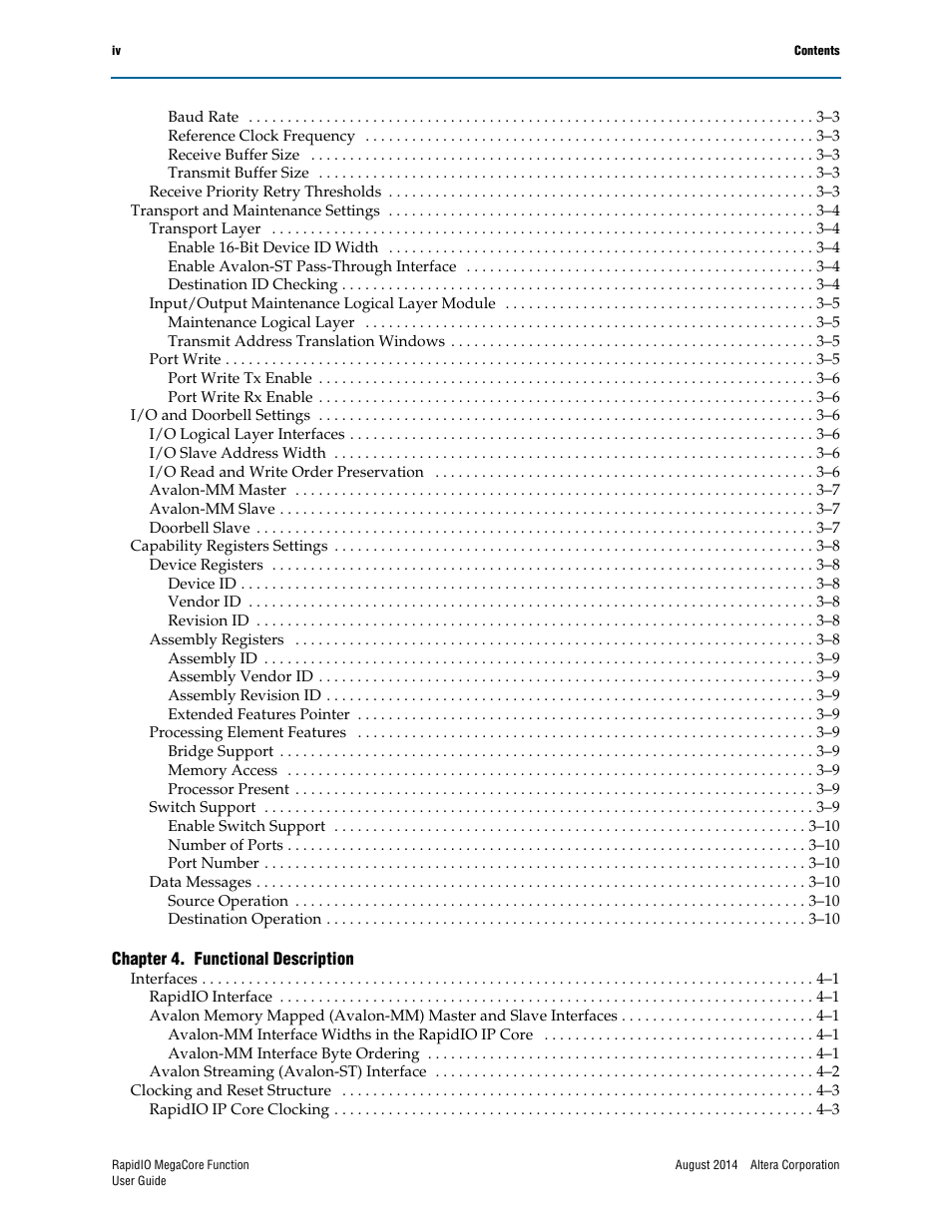 Altera RapidIO MegaCore Function User Manual | Page 4 / 198