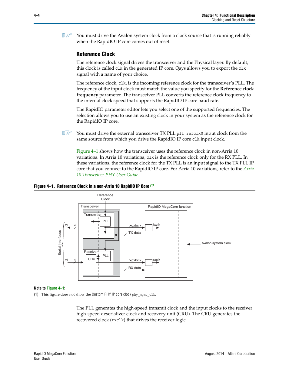 Reference clock, Reference clock –4 | Altera RapidIO MegaCore Function User Manual | Page 50 / 198