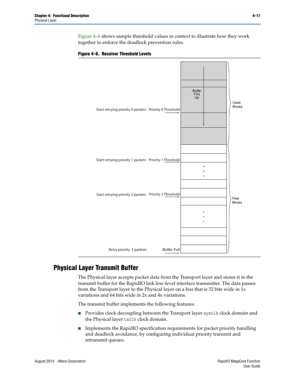 Physical layer transmit buffer, Physical layer transmit buffer –17 | Altera RapidIO MegaCore Function User Manual | Page 63 / 198