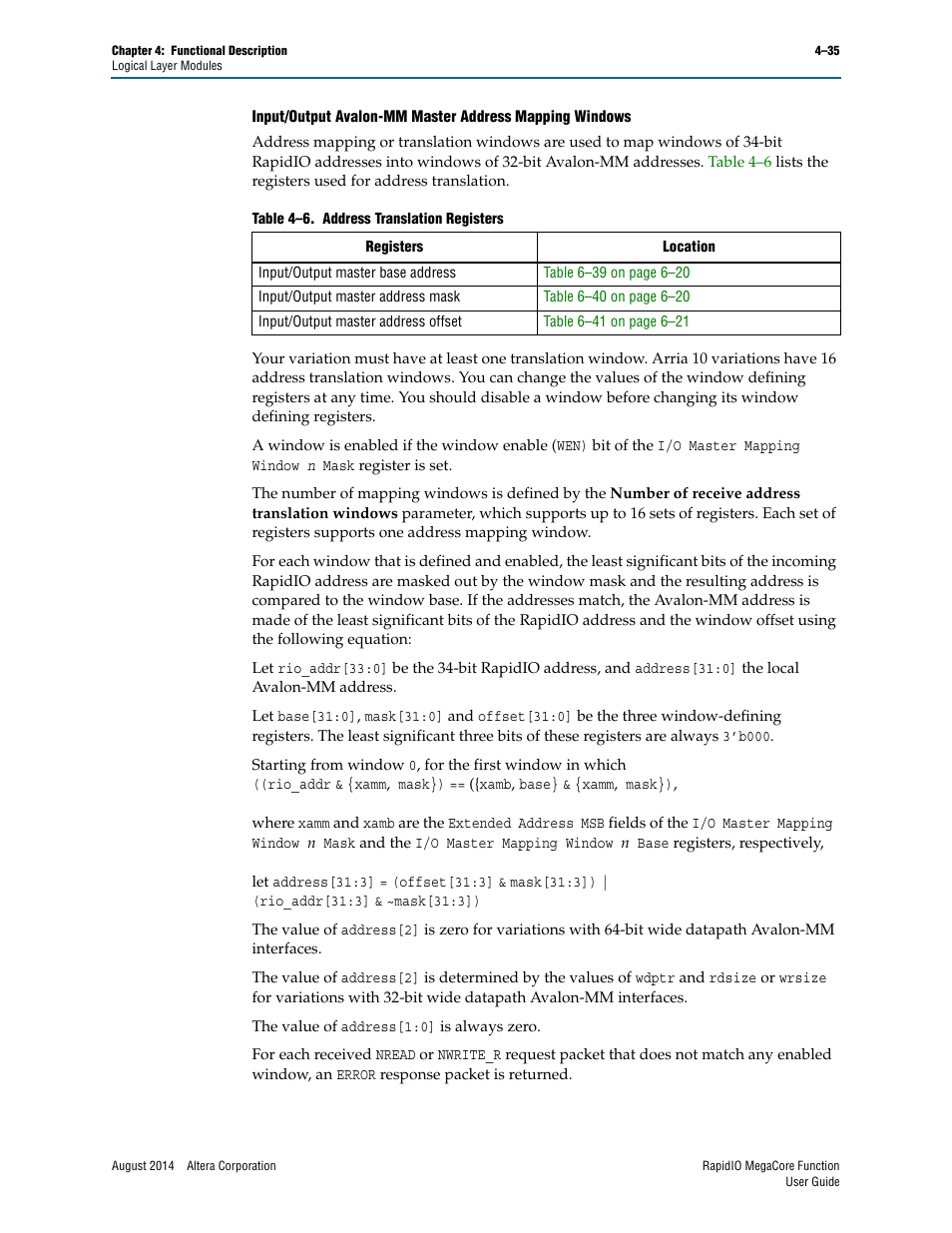 Altera RapidIO MegaCore Function User Manual | Page 81 / 198