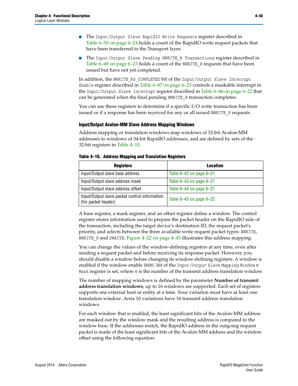 Altera RapidIO MegaCore Function User Manual | Page 89 / 198