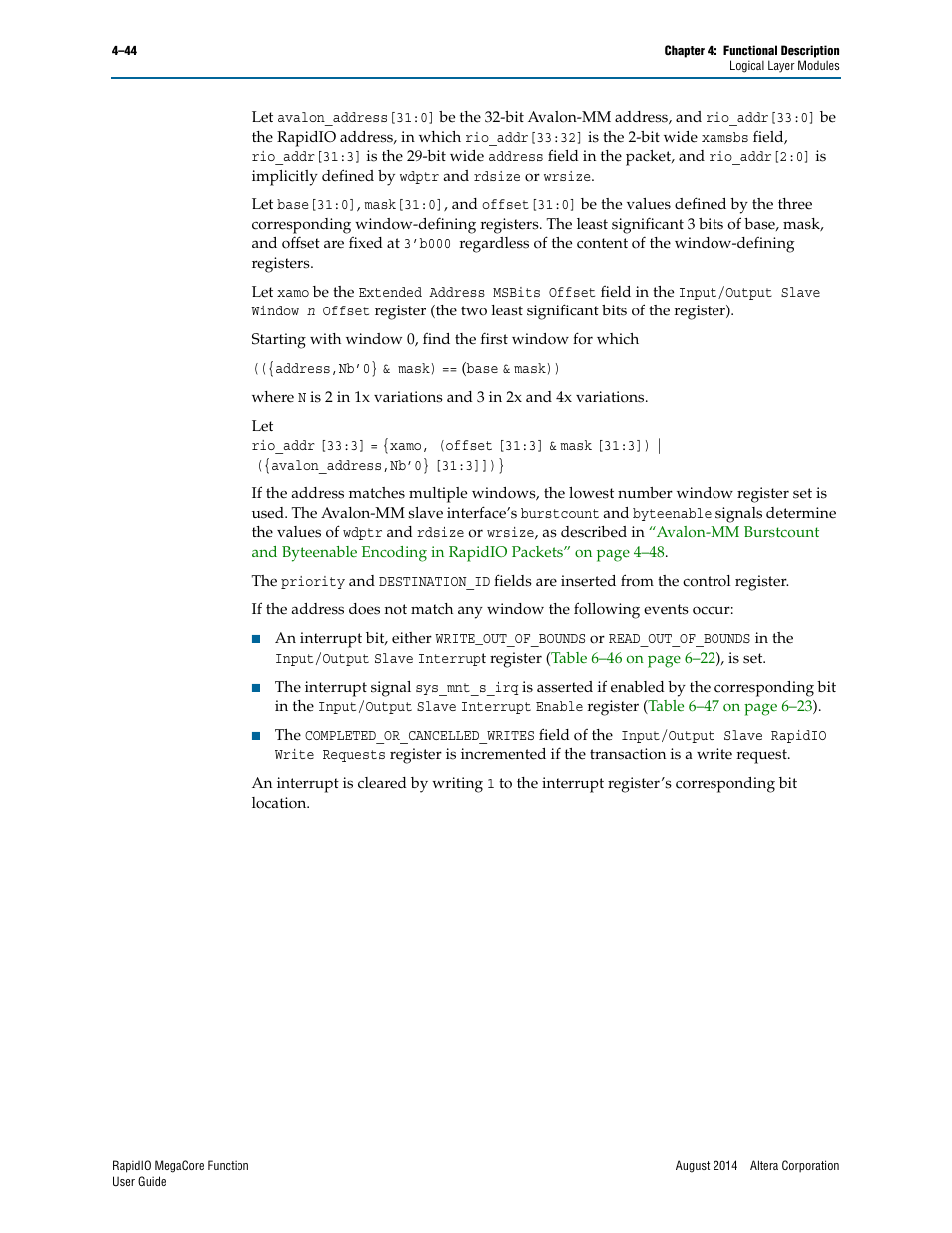 Altera RapidIO MegaCore Function User Manual | Page 90 / 198