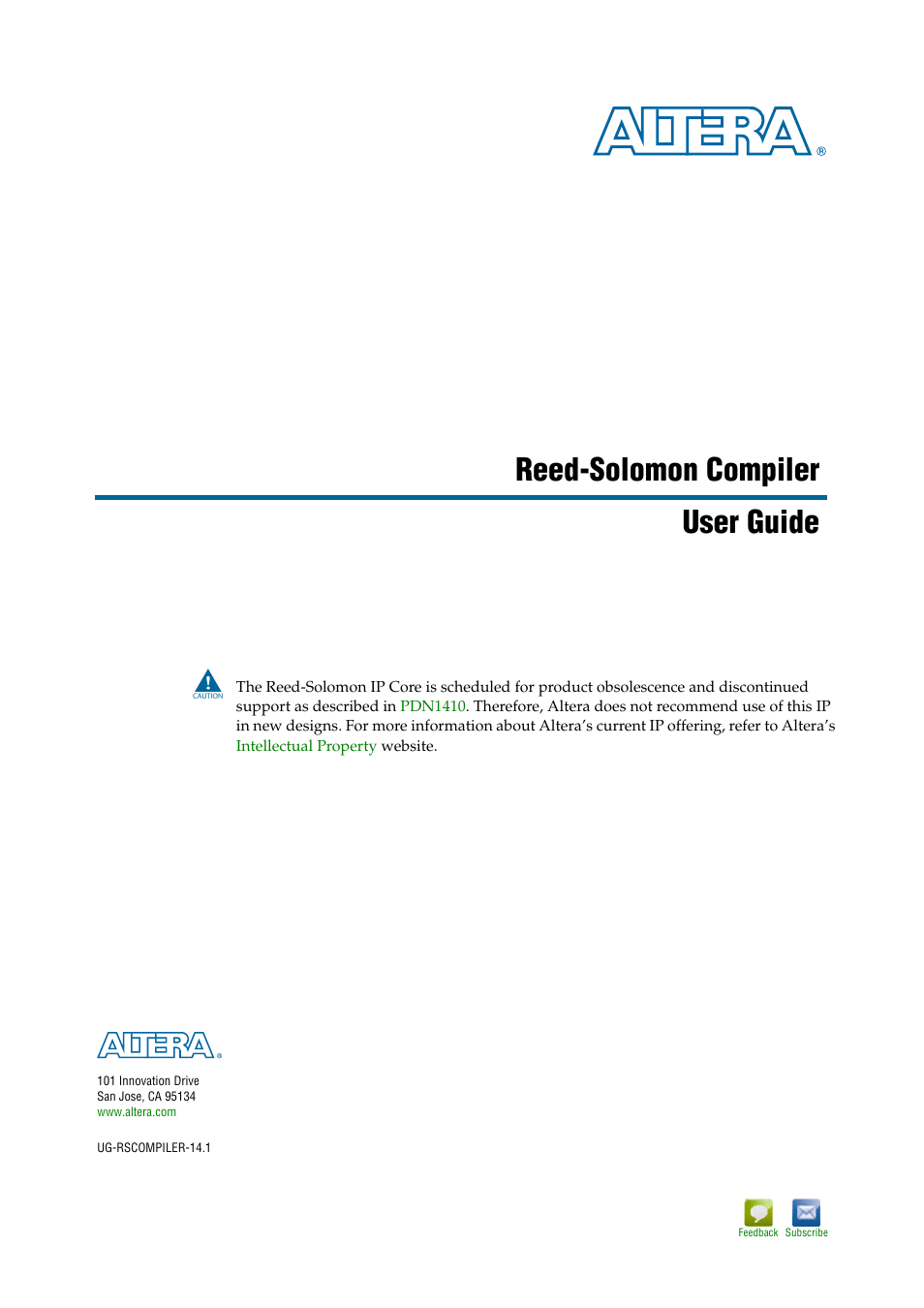 Altera Reed-Solomon Compiler User Manual | 36 pages