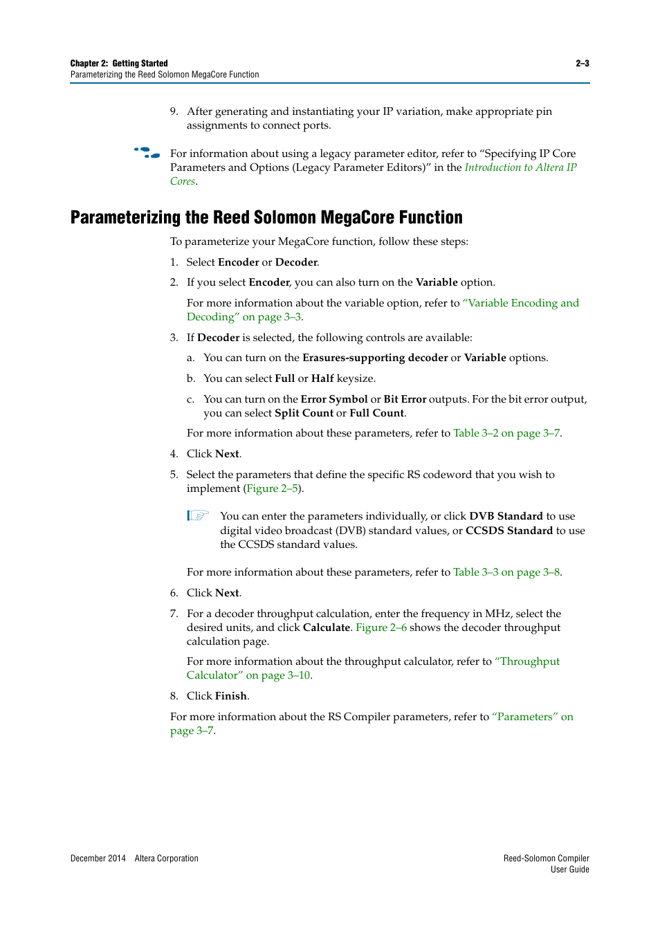 Parameterizing the reed solomon megacore function | Altera Reed-Solomon Compiler User Manual | Page 11 / 36