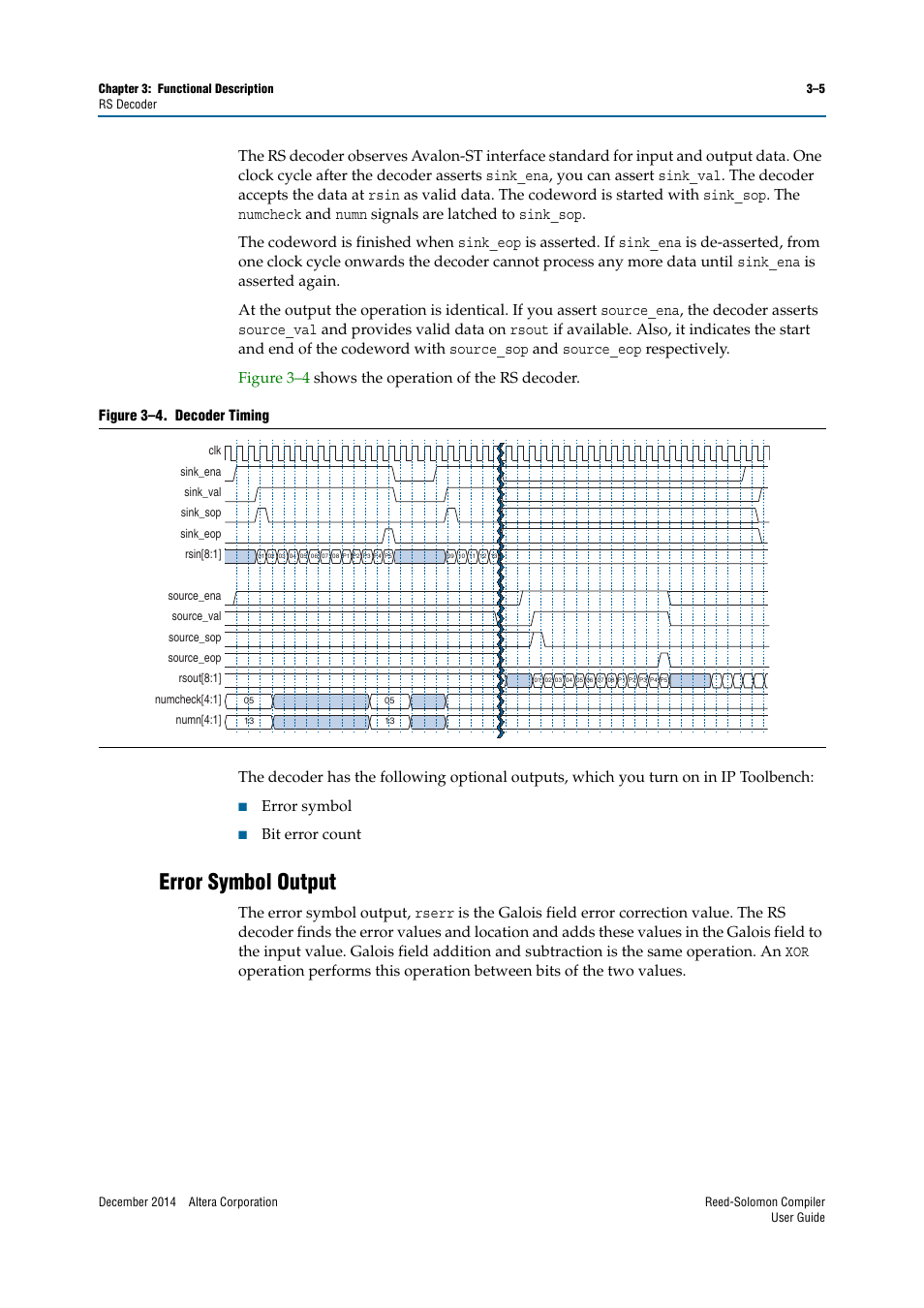 Error symbol output, Error symbol output –5 | Altera Reed-Solomon Compiler User Manual | Page 23 / 36