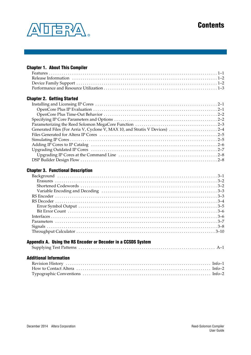 Altera Reed-Solomon Compiler User Manual | Page 3 / 36