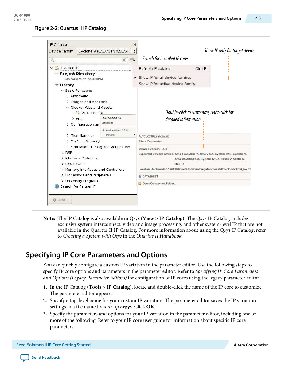 Specifying ip core parameters and options, Specifying ip core parameters and options -3 | Altera Reed-Solomon II MegaCore Function User Manual | Page 10 / 29