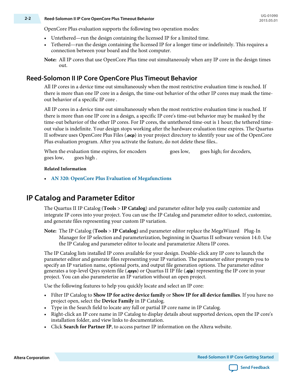 Ip catalog and parameter editor, Ip catalog and parameter editor -2 | Altera Reed-Solomon II MegaCore Function User Manual | Page 9 / 29