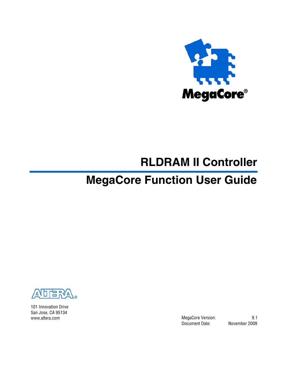 Altera RLDRAM II Controller MegaCore Function User Manual | 62 pages