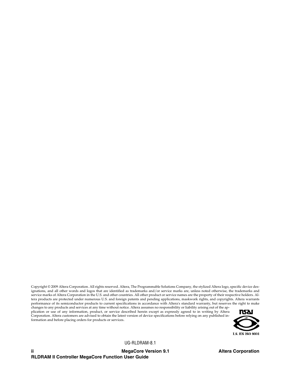 Altera RLDRAM II Controller MegaCore Function User Manual | Page 2 / 62
