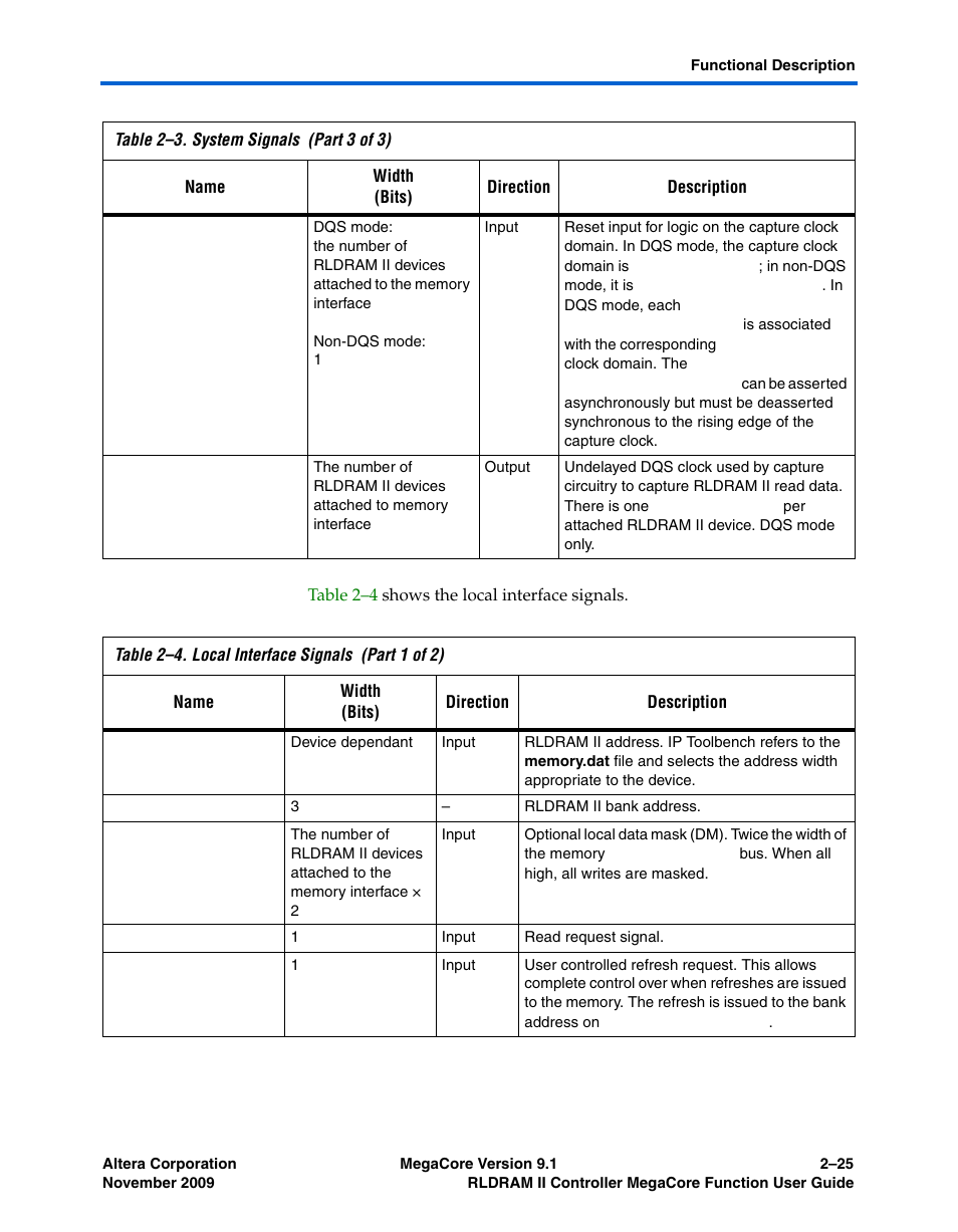 Altera RLDRAM II Controller MegaCore Function User Manual | Page 35 / 62