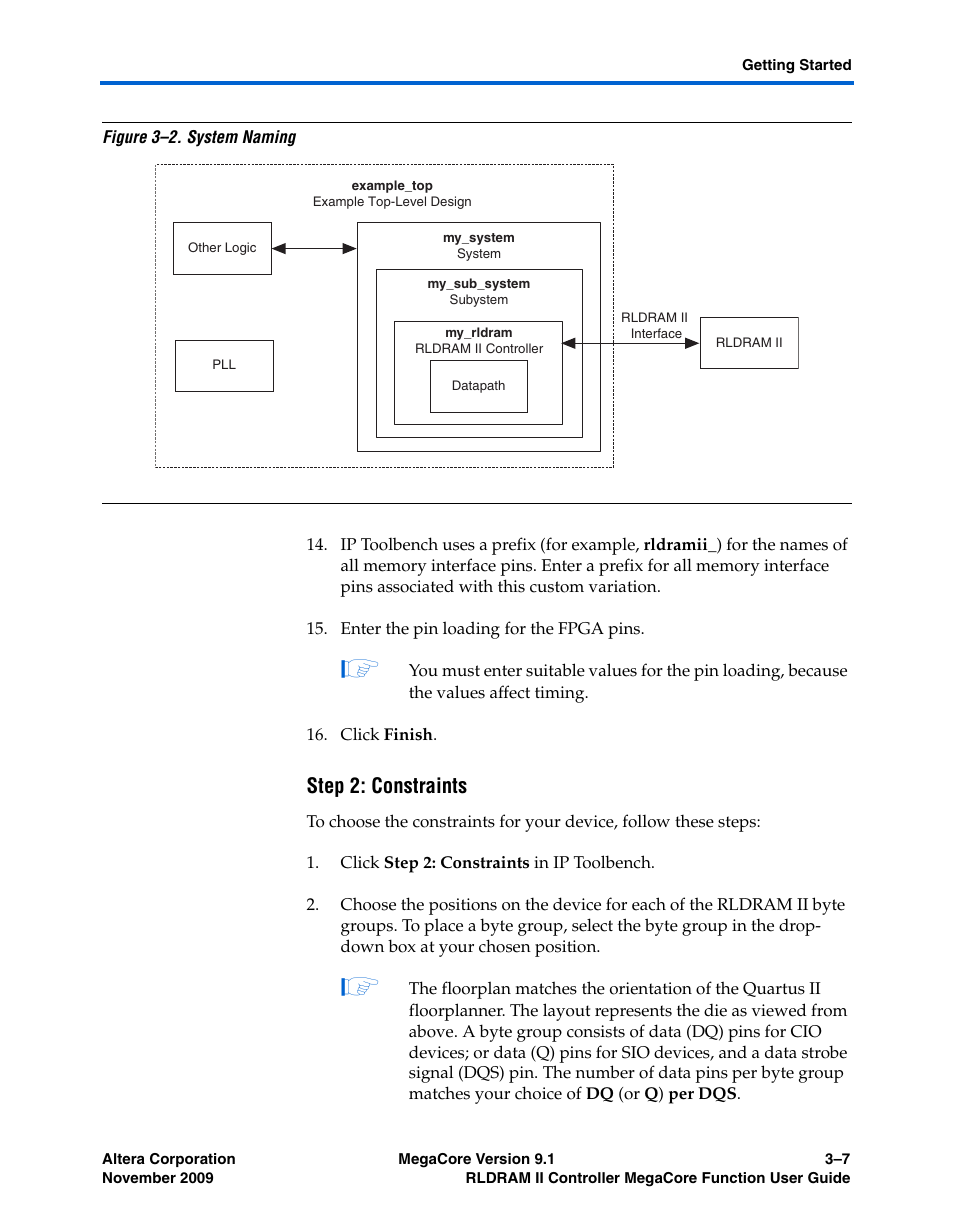 Step 2: constraints | Altera RLDRAM II Controller MegaCore Function User Manual | Page 51 / 62