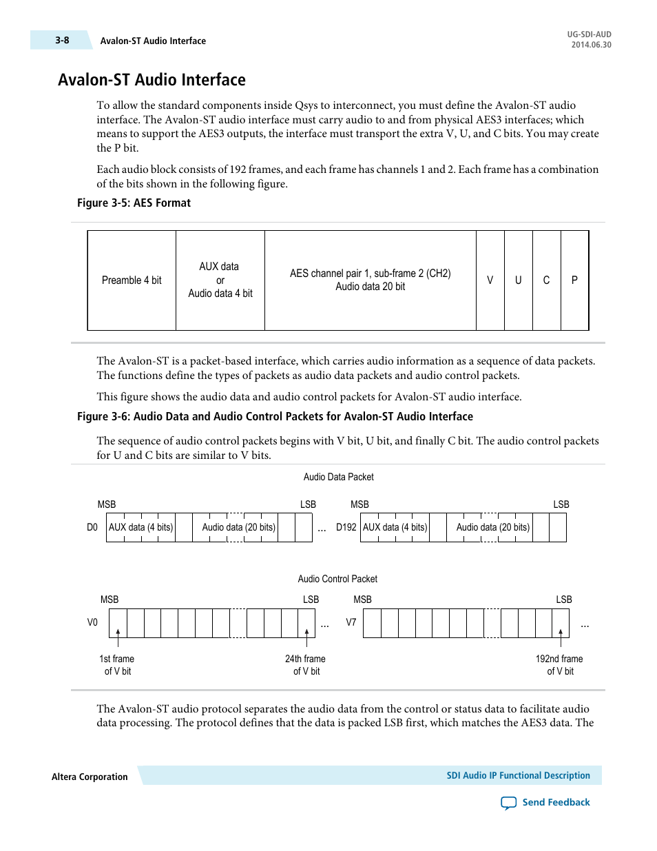 Avalon-st audio interface, Avalon-st audio interface -8 | Altera SDI Audio IP Cores User Manual | Page 17 / 49