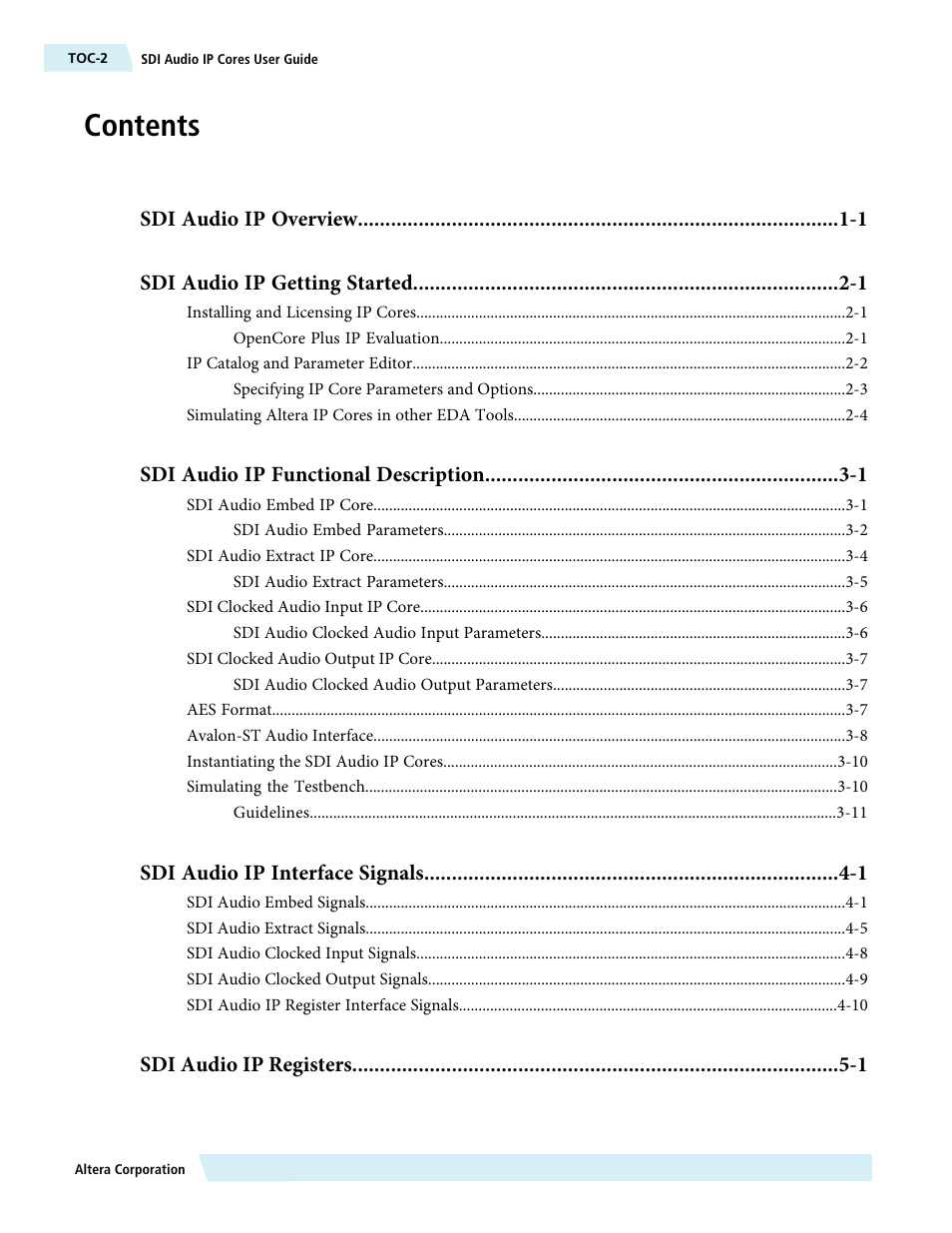 Altera SDI Audio IP Cores User Manual | Page 2 / 49