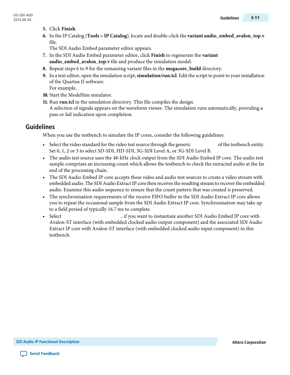 Guidelines, Guidelines -11 | Altera SDI Audio IP Cores User Manual | Page 20 / 49