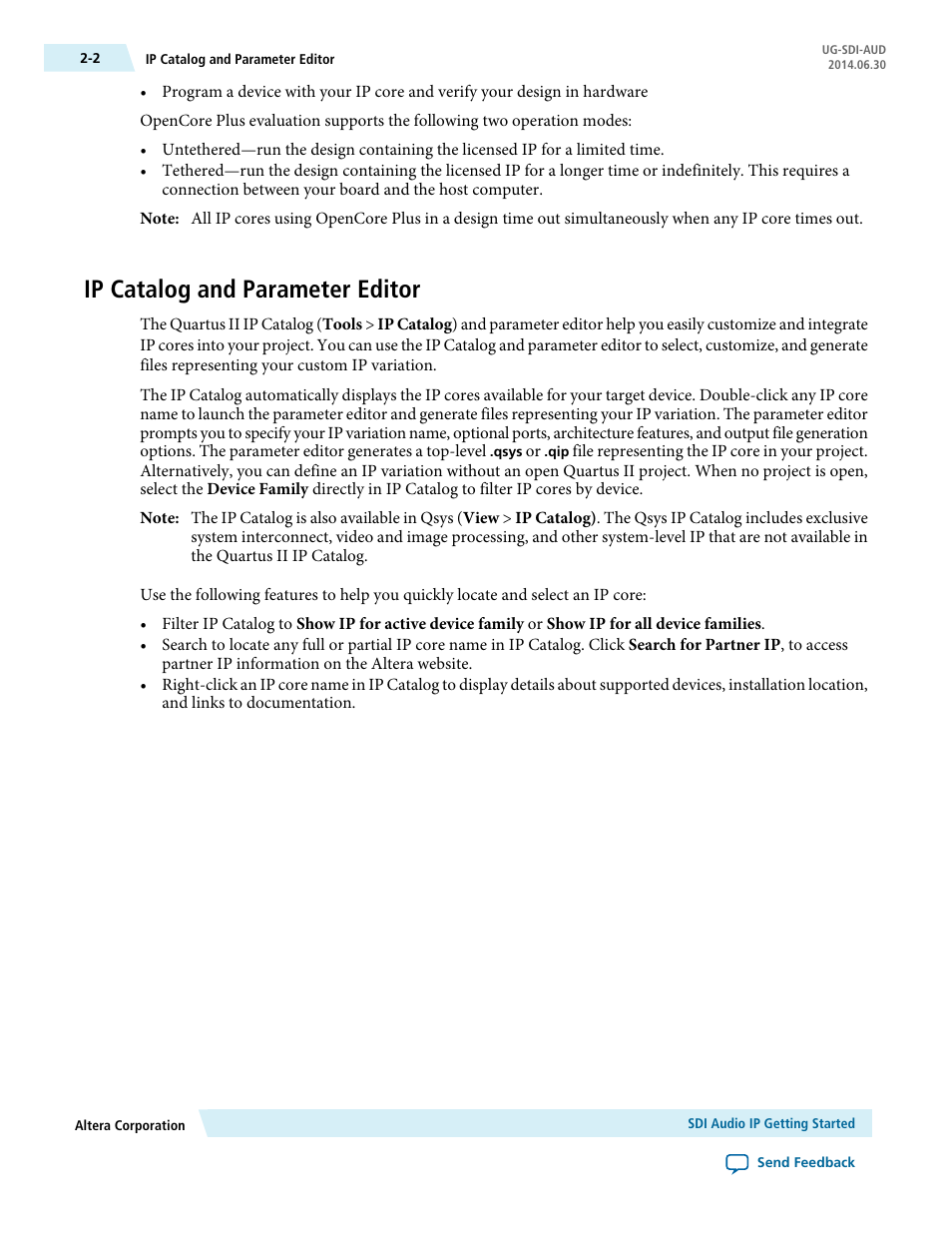 Ip catalog and parameter editor, Ip catalog and parameter editor -2 | Altera SDI Audio IP Cores User Manual | Page 7 / 49