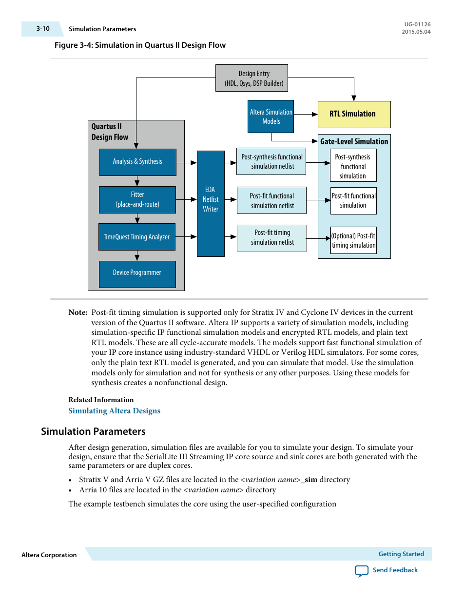 Simulation parameters, Simulation parameters -10 | Altera SerialLite III Streaming MegaCore Function User Manual | Page 19 / 68