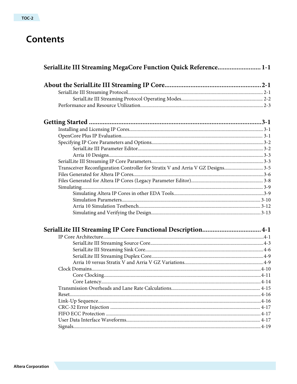 Altera SerialLite III Streaming MegaCore Function User Manual | Page 2 / 68