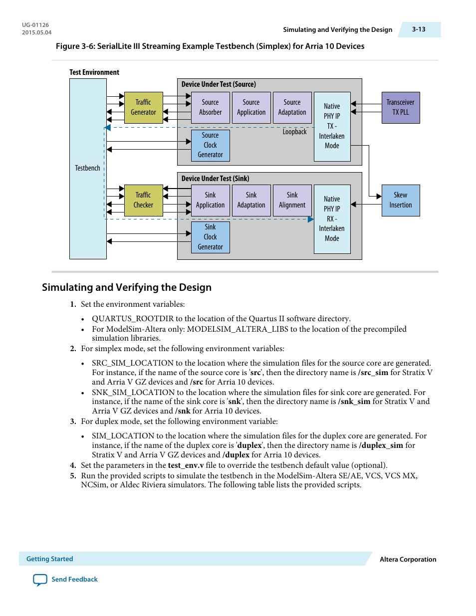 Simulating and verifying the design, Simulating and verifying the design -13 | Altera SerialLite III Streaming MegaCore Function User Manual | Page 22 / 68