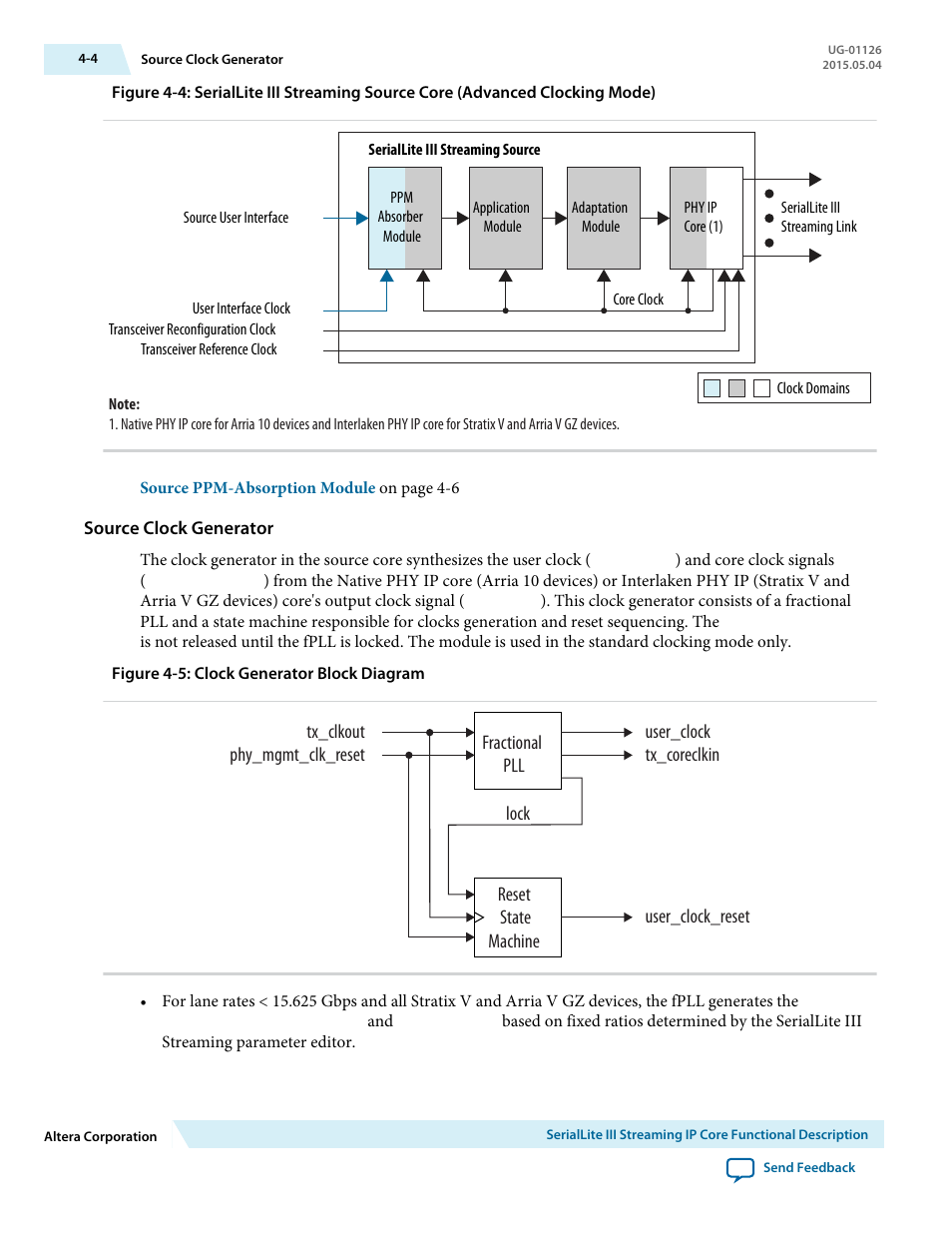 Source clock generator | Altera SerialLite III Streaming MegaCore Function User Manual | Page 28 / 68