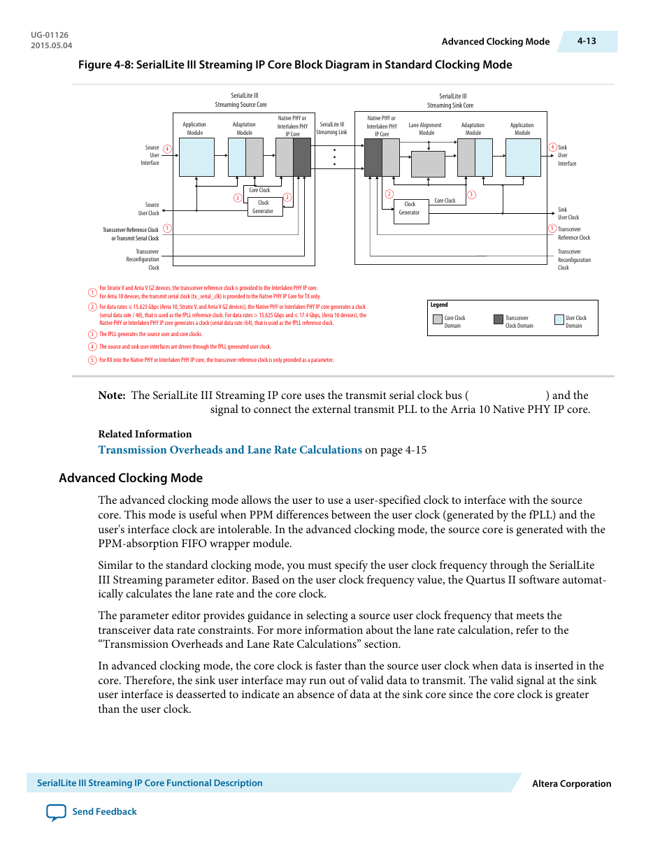 Advanced clocking mode, And the, Related information | Altera SerialLite III Streaming MegaCore Function User Manual | Page 37 / 68
