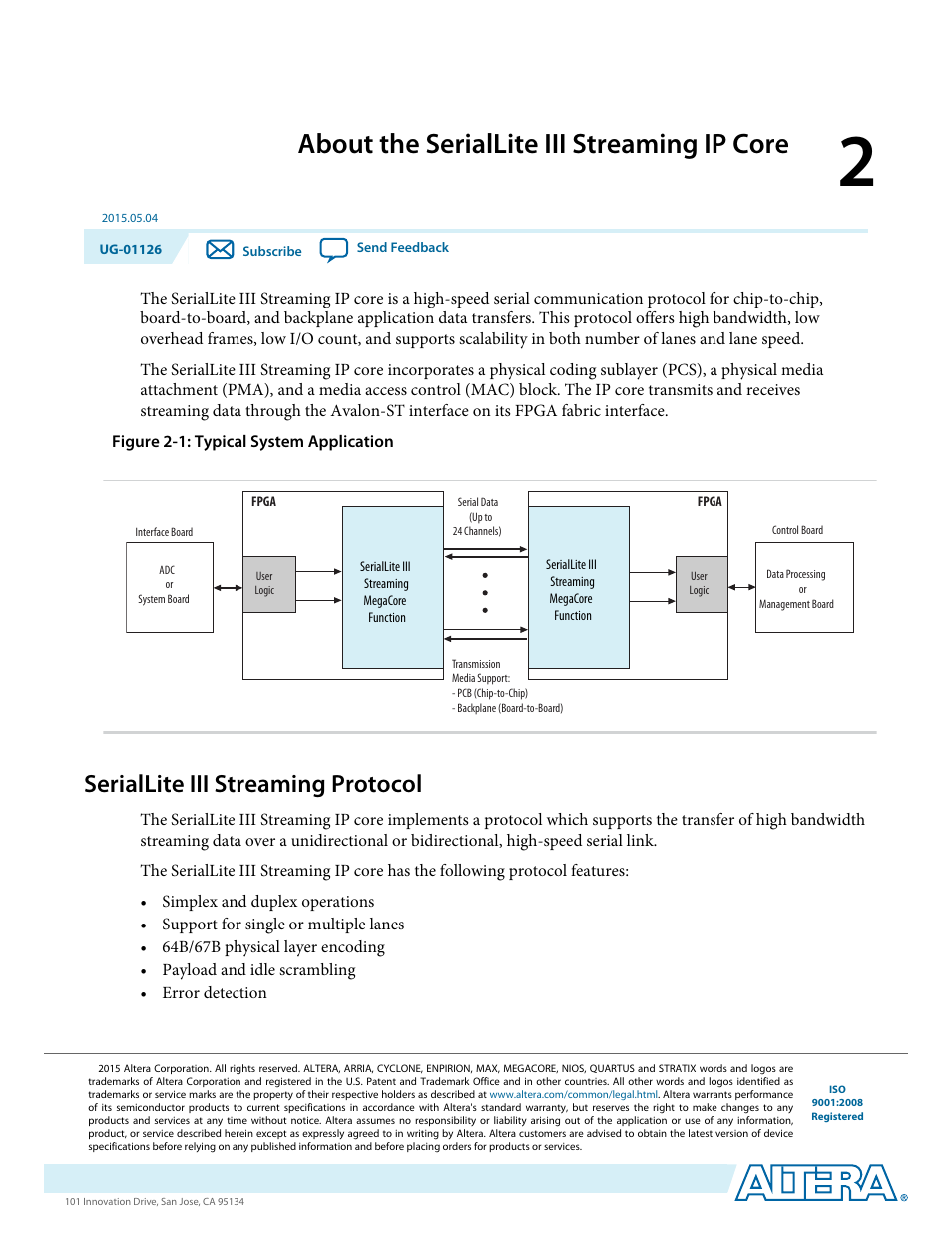 About the seriallite iii streaming ip core, Seriallite iii streaming protocol, About the seriallite iii streaming ip core -1 | Seriallite iii streaming protocol -1 | Altera SerialLite III Streaming MegaCore Function User Manual | Page 6 / 68